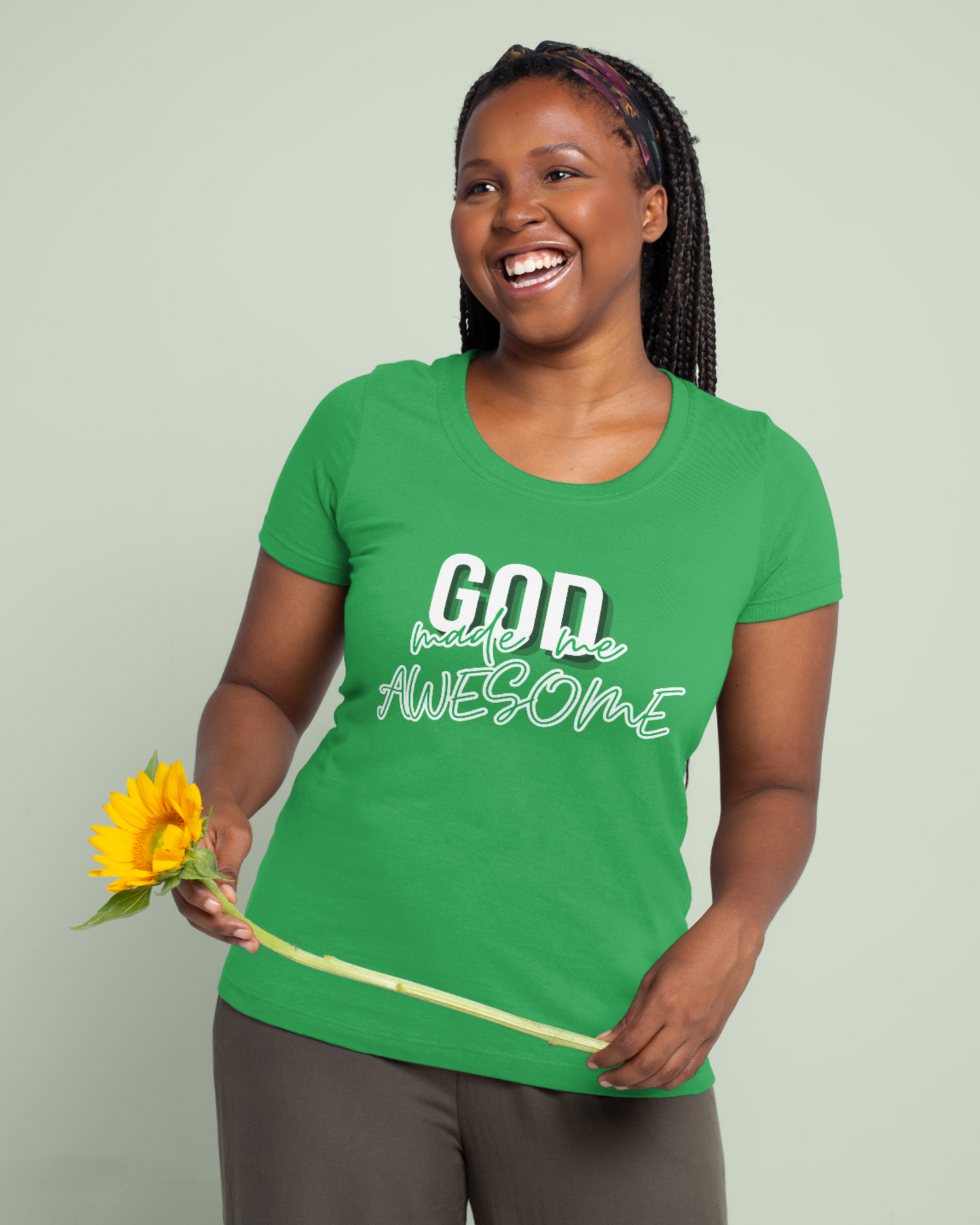 God Made Me Awesome (Green) - Crew Neck