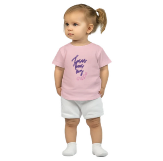 Jesus loves my Giggles (Pink) - Toddlers Crew Neck