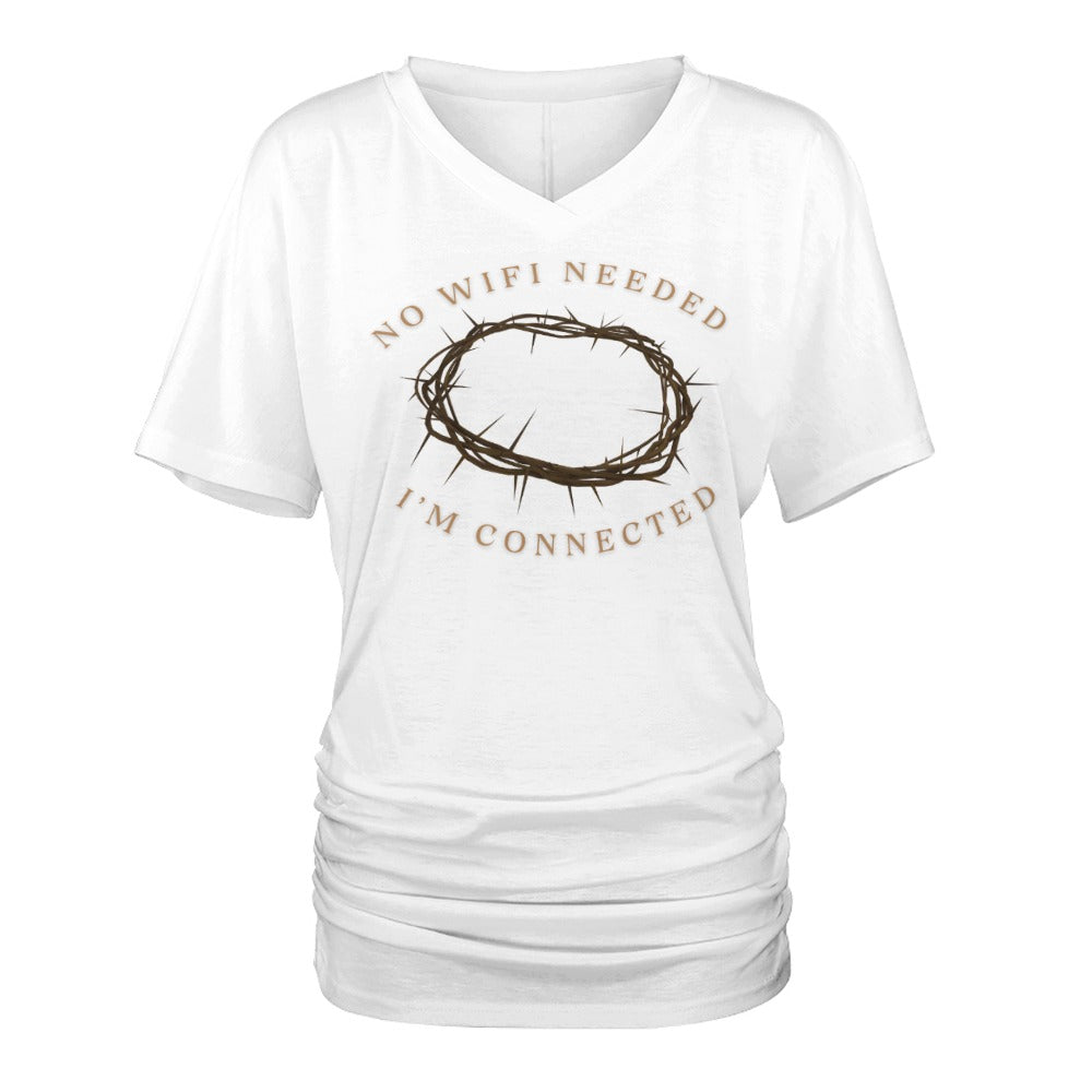 No Wifi needed - V-neck pleated T-shirt