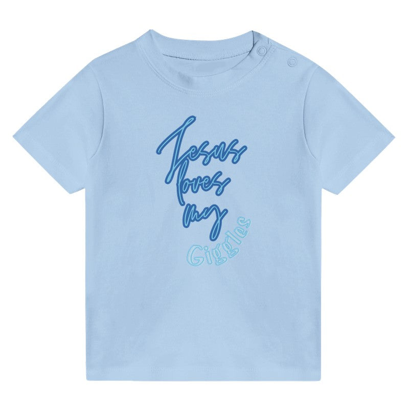 Jesus loves my Giggles (Blue) - Toddlers Crew Neck