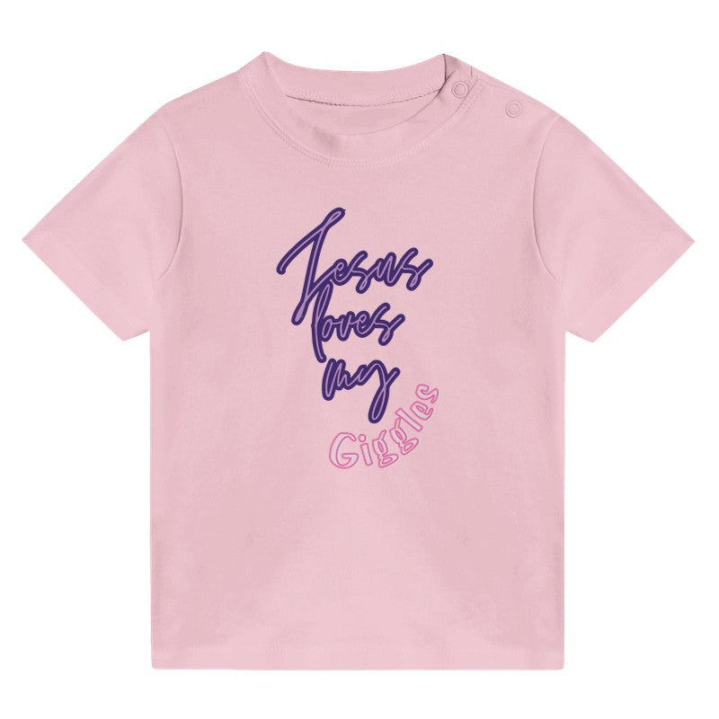 Jesus loves my Giggles (Pink) - Toddlers Crew Neck