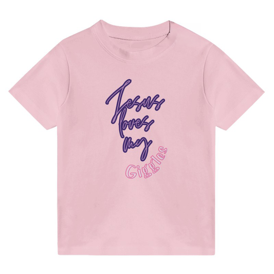 Jesus loves my Giggles (Pink) - Toddlers Crew Neck