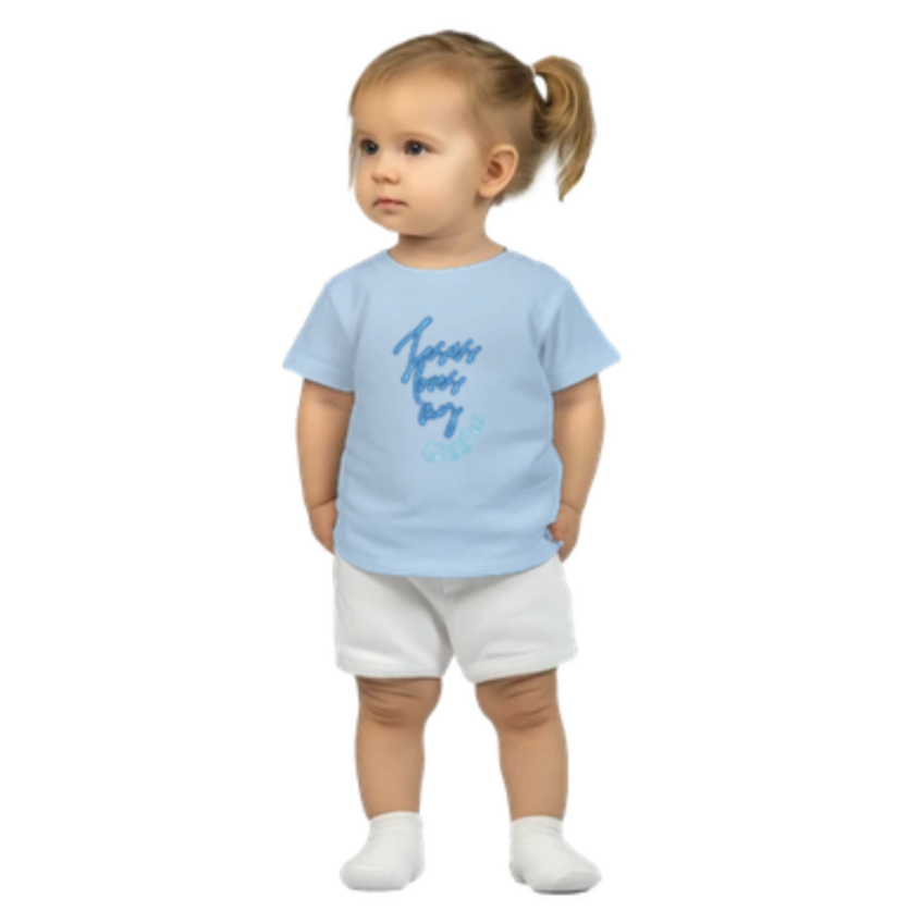 Jesus loves my Giggles (Blue) - Toddlers Crew Neck