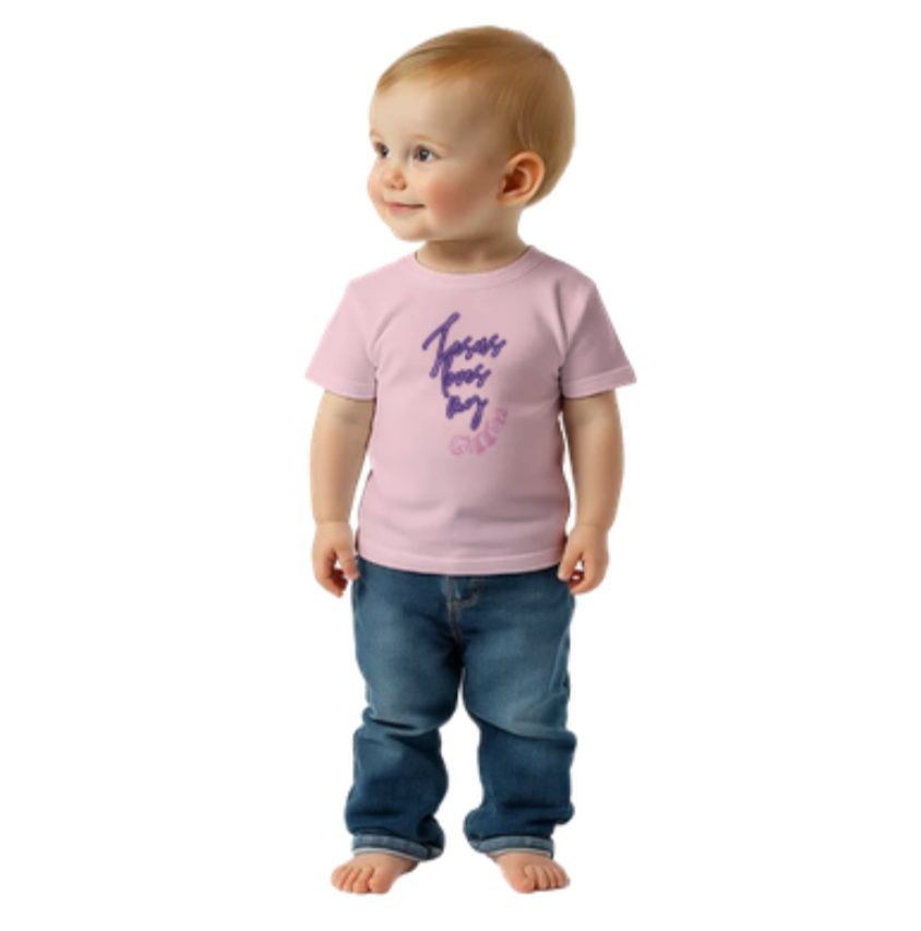 Jesus loves my Giggles (Pink) - Toddlers Crew Neck