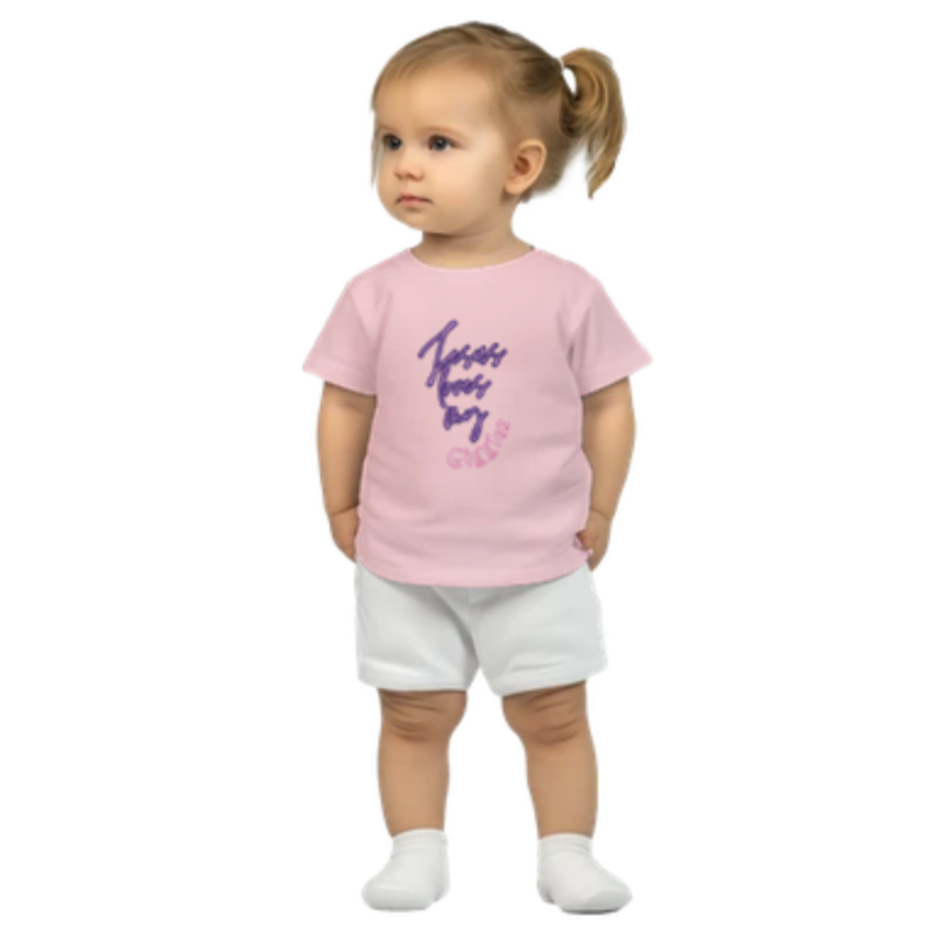 Jesus loves my Giggles (Pink) - Toddlers Crew Neck