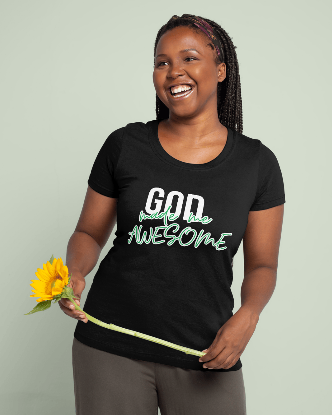 God Made Me Awesome (Green) - Crew Neck