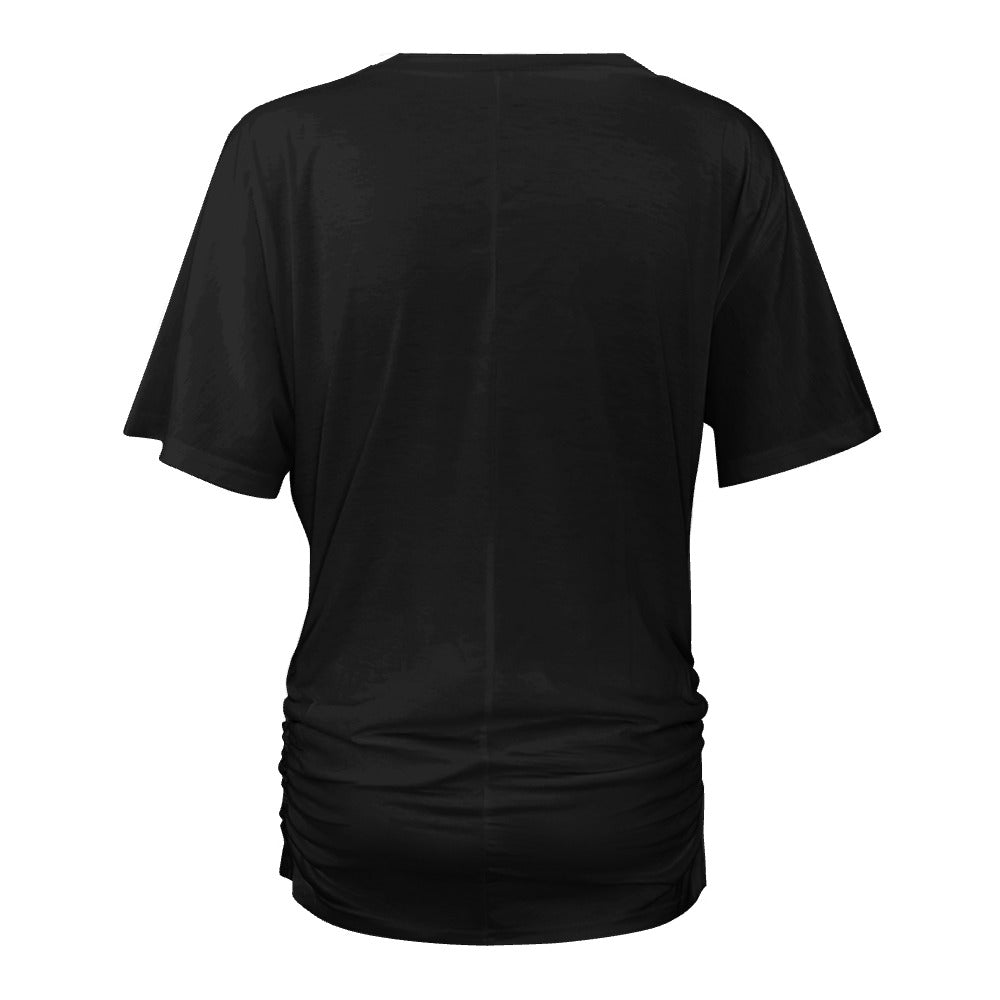 Rooted in Grace - V-neck pleated T-shirt